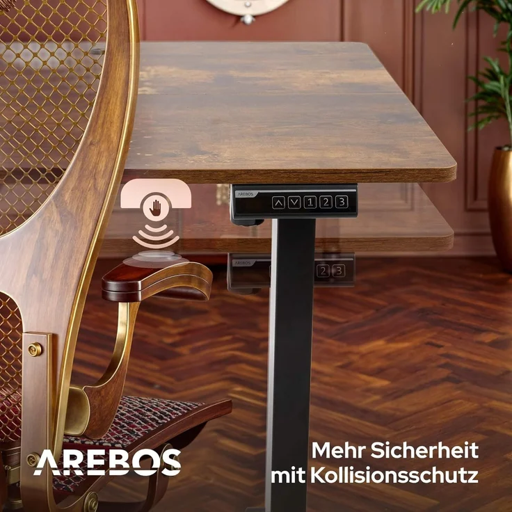 Arebos Schreibtisch Computer-Bürotisch 140 x 60 cm, elektrisch Memory-Funktion, 72-118 cm höhenverstellbar, Hebekapazität: 50 kg – Bild 6