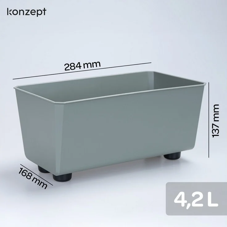 KONZEPT Blumenkasten Blumentöpfe mit Füßen, rechteckig – kleine Blumenkästen 4,2 L (1 St), 284 x 168 x 173 mm, ideal für Fensterbank & Zimmerpflanzen – Bild 2