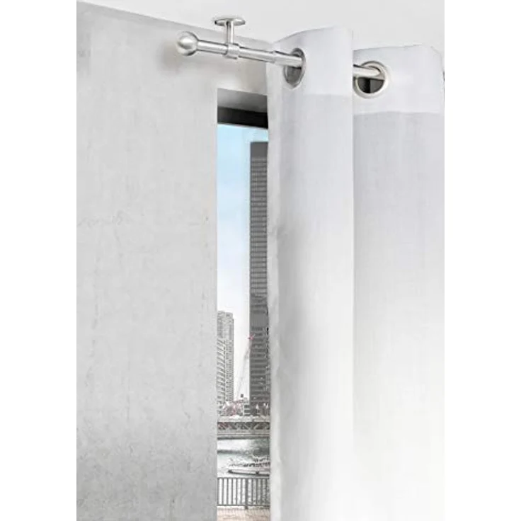 ondeco Gardinenstange 2 in 1 | Ausziehbar | Wand- & Deckenmontage | Verstellbar 5-8 cm | Stabil für schwere Vorhänge | 19 mm Ø | Schwarz oder Edelstahl Edelstahl-Optik 160-280 cm – Bild 4
