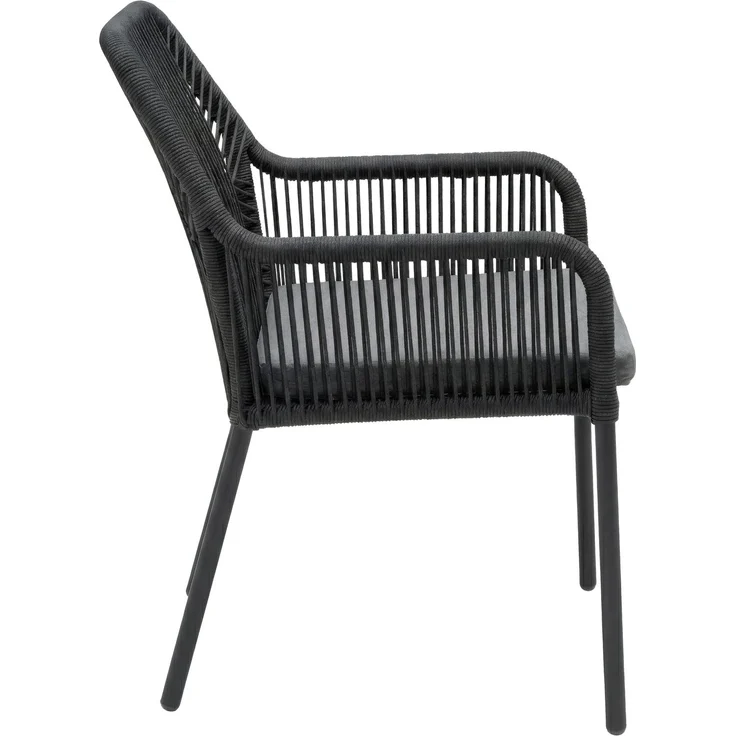 STILO Gartenstuhl, mit Armlehnen, Aluminiumgestell und Rope in Charcoal, inkl. Sitzkissen in Grau – Bild 4