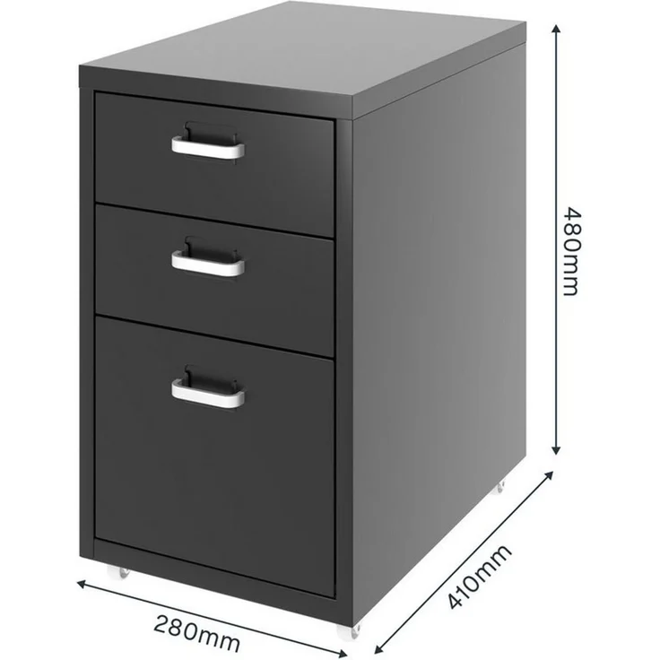 FLEXISPOT Container Rollcontainer für Ihr Büro&Home-Office, 28 x 48 x 41 cm (mobiler Aktenschrank mit 3 Schubladen, mit Rollen, Büroschrank) – Bild 1