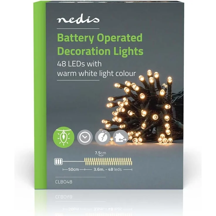 Weihnachtsbeleuchtung | Schnur | 48 LED's | Warmweiss | 3.60 m | Lichteffekte: 7 | Innen- und Aussenbereich | Batteriebetrieben – Bild 8