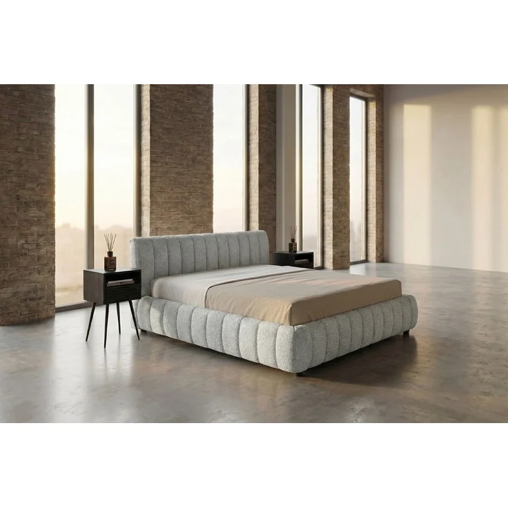 KAWOLA Bett ALIOTTA Polsterbett Stoff grau 160x200 cm mit Lattenrost – Bild 5