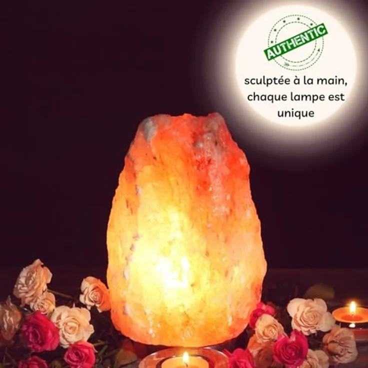 Salzlampe aus natürlichem Kristallsalz aus dem Salt Range, Pakistan, 2-3 kg – 100% reines Kristallsalz – handgeschnitzt – inklusive Kabel und Glühbirne – Holzsockel – hochwertige Qualität – Zen’Light – Bild 5