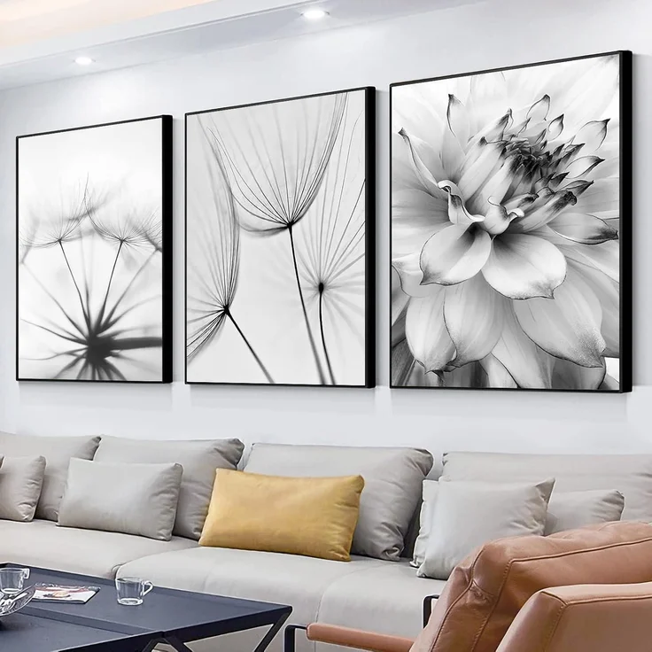 Poster Set 3teilig Blume Löwenzahn Feder Schwarz Weiß B 30x40cm – Bild 2
