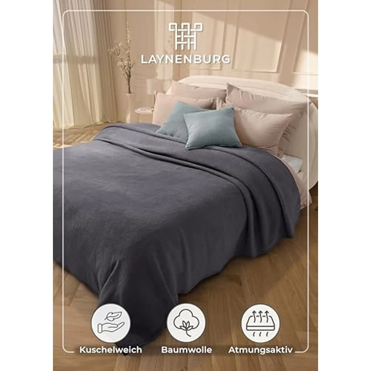 Wohndecke Wohndecke aus Baumwolle - Kuscheldecke, Baumwolldecke -, Laynenburg, Decke als Sofa-decke, Couchdecke, Wolldecke aus Baumwollmix – Bild 3