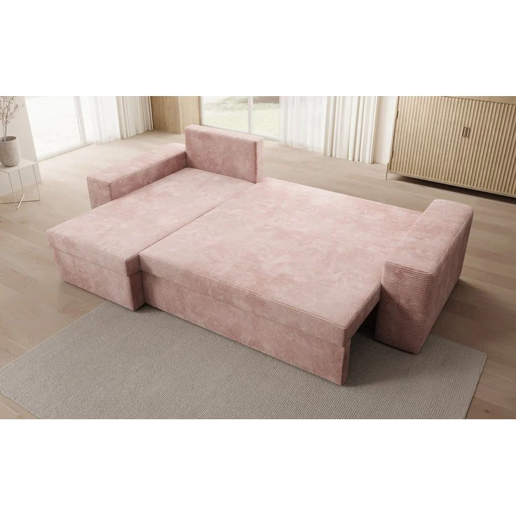 Luxusbetten24 Schlafsofa Designer Sofa Denver in Cord, mit Stauraum und Schlaffunktion – Bild 3