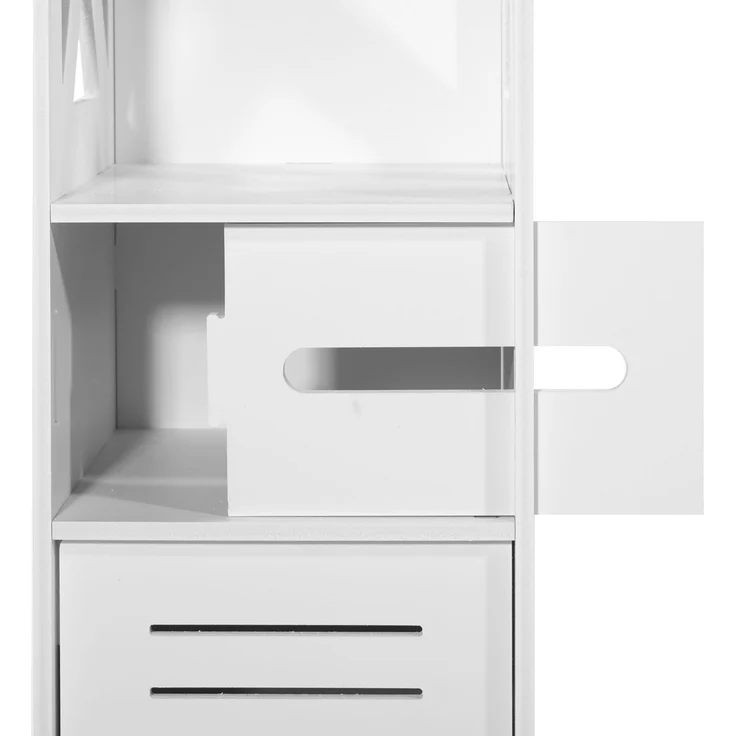 Home Collective Hochschrank Badezimmerschrank, Platzsparend, Schmal, Papierfach, Schrank für Bad 25 x 22 x 80 cm, mit 4 geräumigen Regalen, in weiß – Bild 2