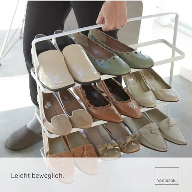 Yamazaki 2480 TOWER Schuhregal L, weiß, Stahl, kompakt für bis zu 9 Paar Schuhe, 50 x 14 x 45,5 cm (LxBxH) – Bild 4