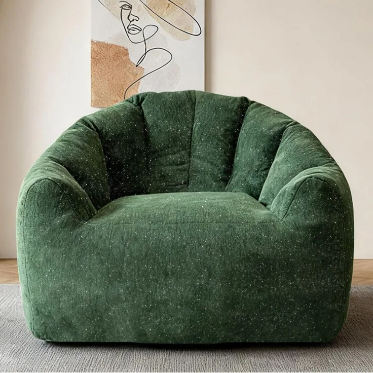 Ergonomischer, runder Sitzsack „Shimmer Bear Paw Sofa“ mit ergonomischer Form und optimaler Körperanpassung für vielseitigen Komfort und Entspannung zu Hause – Grün – 86,3 x 99 x 64,7 cm – YOUDENOVA