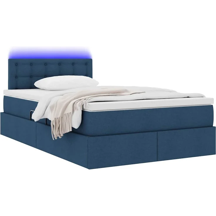 vidaXL LED-Speicherbett mit Matratze Blau 120 x 190 cm Stoff 3371261 – Bild 3