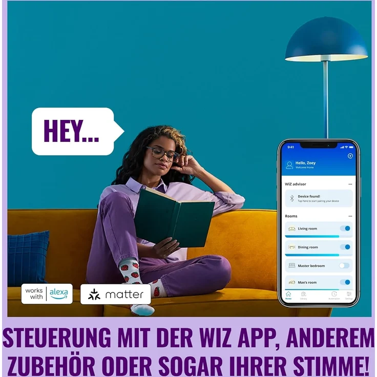 Wiz Smart LED A60-Lampe, Color und Tunable White, E27-Sockel, äquivalent 60 W, 2200–6500 K, 806 Lumen, dimmbar, funktioniert mit Alexa, Google Assistant, und Apple Home, 2er Pack – Bild 8