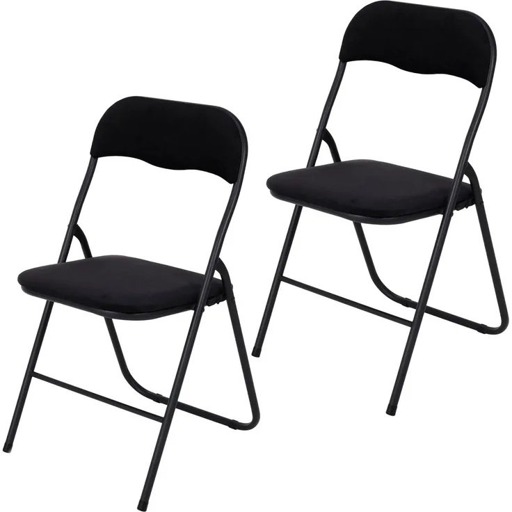 Infinity Goods Klappstühle – 2er-Set – Klappstühle – Samt – Esszimmerstühle – Klappbare Stühle – 43 x 47 x 80 cm – Stühle – Schwarz