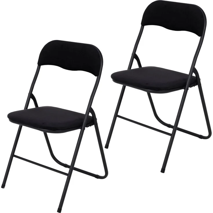 Infinity Goods Klappstühle – 2er-Set – Klappstühle – Samt – Esszimmerstühle – Klappbare Stühle – 43 x 47 x 80 cm – Stühle – Schwarz – Bild 1