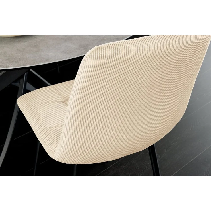 riess-ambiente Esszimmerstuhl TRES CHIC beige / schwarz - Cord, Metallbeine, Retro, gepolstert (Einzelartikel, 1 St), Stuhl mit Ziersteppung - ideal für Küche, Esszimmer, Wohnzimmer & Büro – Bild 3