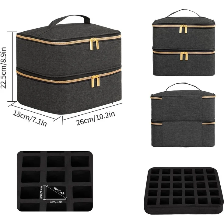 Youyijia Aufbewahrungsbox Nagellack-Organizer-Tasche, Doppelschicht Nagellack Tasche Make – Bild 3