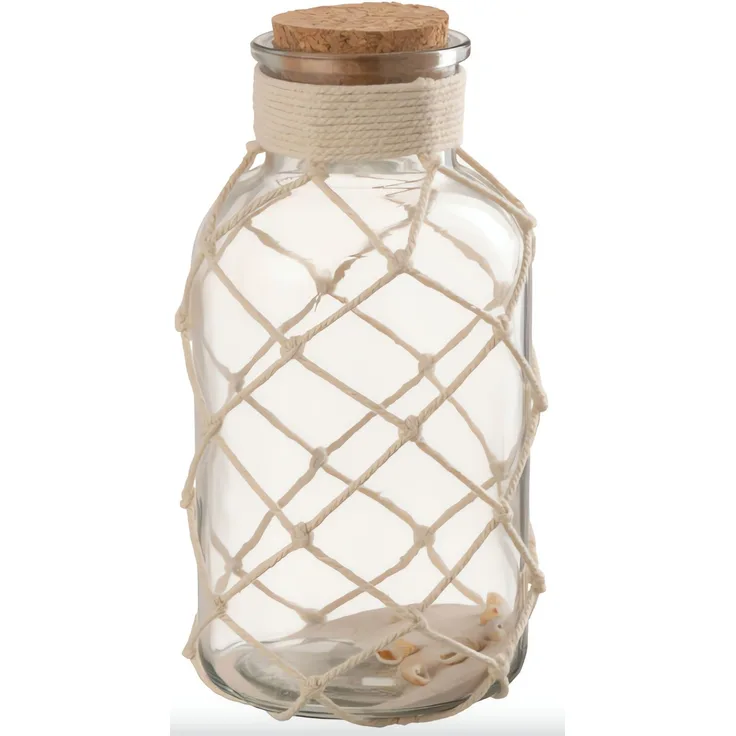 J-LINE / Vase Sand Muschel Glas Transparent Large / L11,00xB11,00xH21,00cm