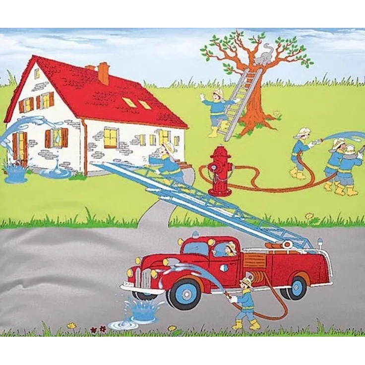 BIERBAUM Kinderbettwäsche Feuerwehr 80 x 80 cm 135 x 200 cm – Bild 3