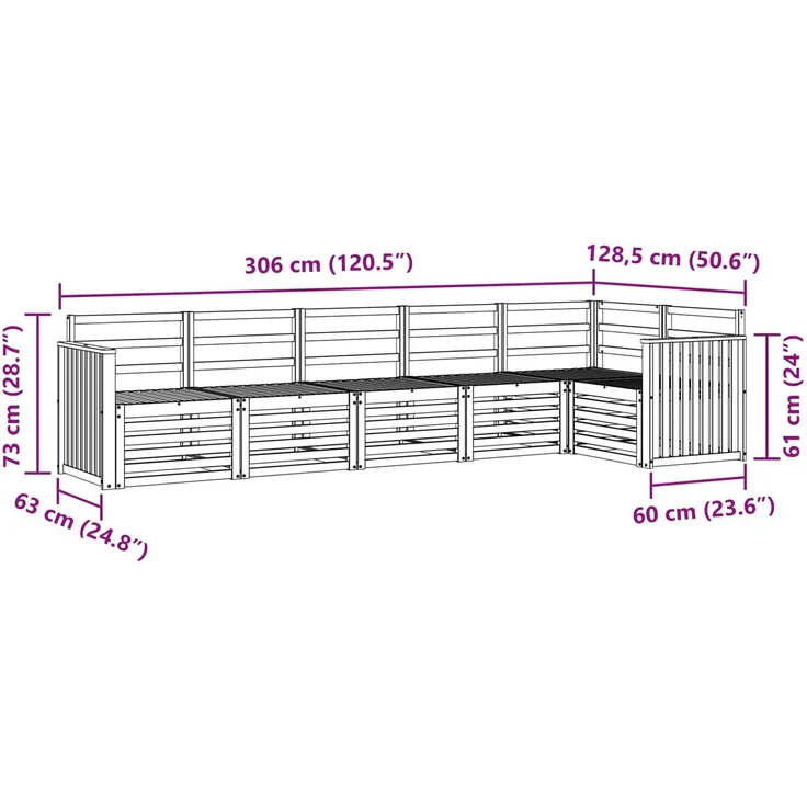 vidaXL Outdoor-Sofagarnitur 6 stk. 6-Sitzer Weiß Massivholz Akazie 3391909 – Bild 7