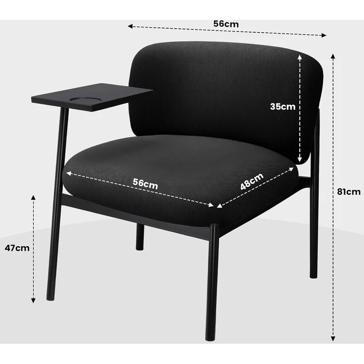 COMHOMA Loungesessel Sessel Relaxsessel Ohrensessel modern, Polsterstuhl mit Metallbeinen, Einzelsofa für Wohnzimmer/Schlafzimmer/Garten, Schwarz – Bild 9