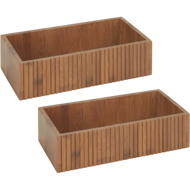WENKO Aufbewahrungsbox Modell Mera (Set, 2 St), Organizer aus geräuchertem Bambus für die Küche, Landhaus-Stil