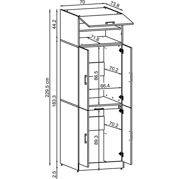 Roomart Waschmaschinenschrank DORA-I- Waschmaschinen- & Trocknerschrank mit Türen & Ausziehbrett – Waschküchenschrank für Waschmaschine & Trockner • Anthrazit-Eiche – Bild 5