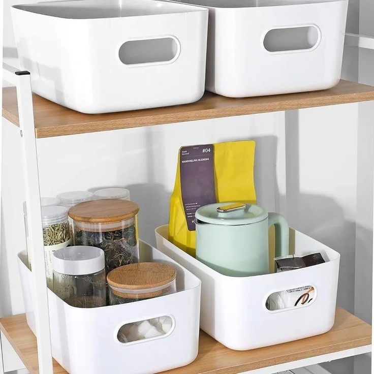 FELIXLEO Aufbewahrungsbox Aufbewahrungsbox Aufbewahrungskorb Regal Kunststoffbox (Weiß) (6 St) – Bild 2