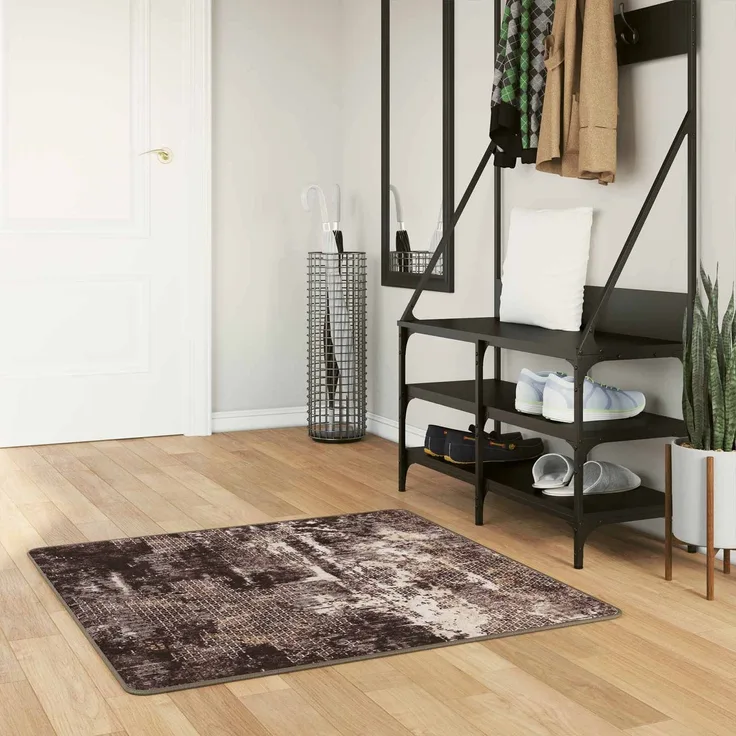 vidaXL Teppichläufer MARSA Schwarz 100x100 cm Polyester und PVC 42023380