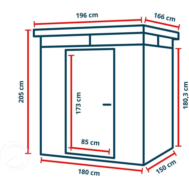 GFP Primeyard Gerätehaus Metall Gartenhaus 180x150x205 cm Geräteschuppen Flachdach anthrazit – Bild 10