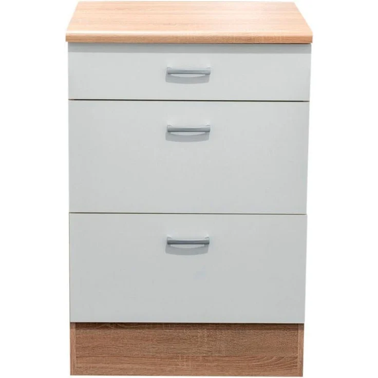 Unterschrank >Ailina< in Sonoma-Eiche / weiß, Holzwerkstoff - 60x90x60cm (BxHxT) – Bild 1