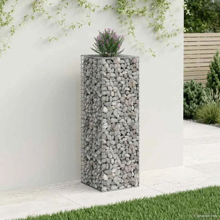 vidaXL Gabionen Hochbeet Silber 50 x 50 x 150 cm Verzinkter Stahl 42033332 – Bild 4
