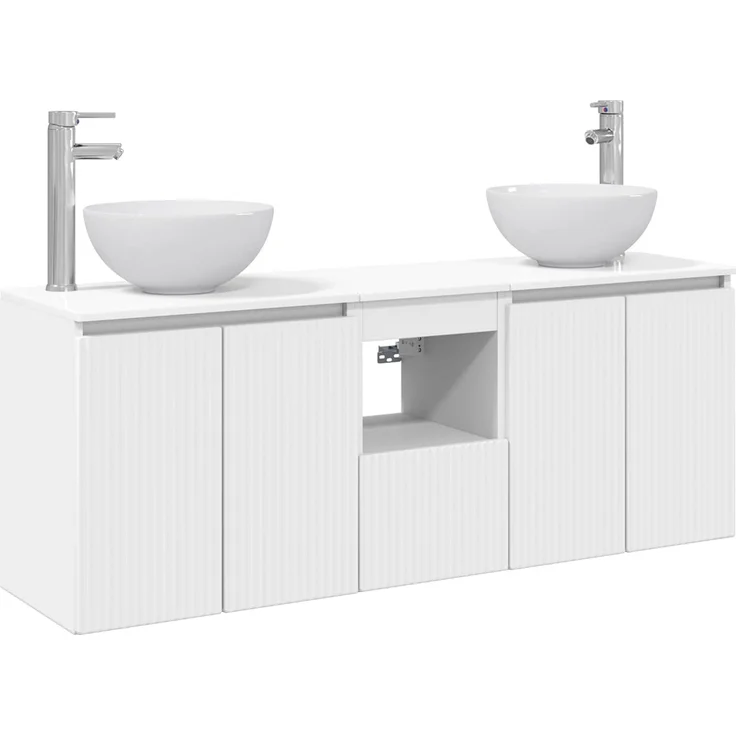 vidaXL Wandhängendes Badezimmerschrank-Set 3 stk. Weiß 3405627 – Bild 2