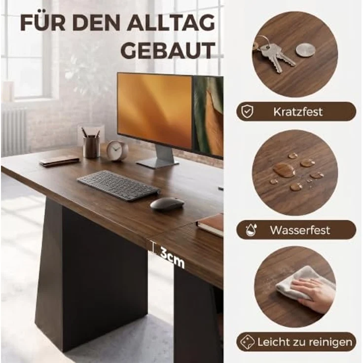 HOMCOM Schreibtisch Computertisch, Arbeitstisch mit Metallrahmen, Home Office (nicht anwendbar, 1-St, 1 Tisch), für Home Office und Arbeitszimmer, Braun, Schwarz – Bild 7