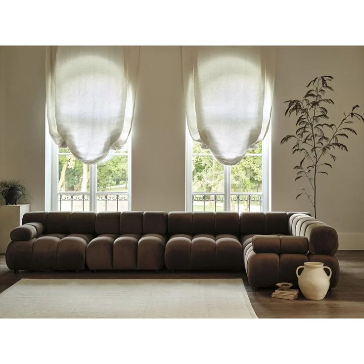 Micadoni Symmetrisches Ecksofa Bellis 5-Sitzer Strukturierter Stoff Liberty Beige – Bild 3