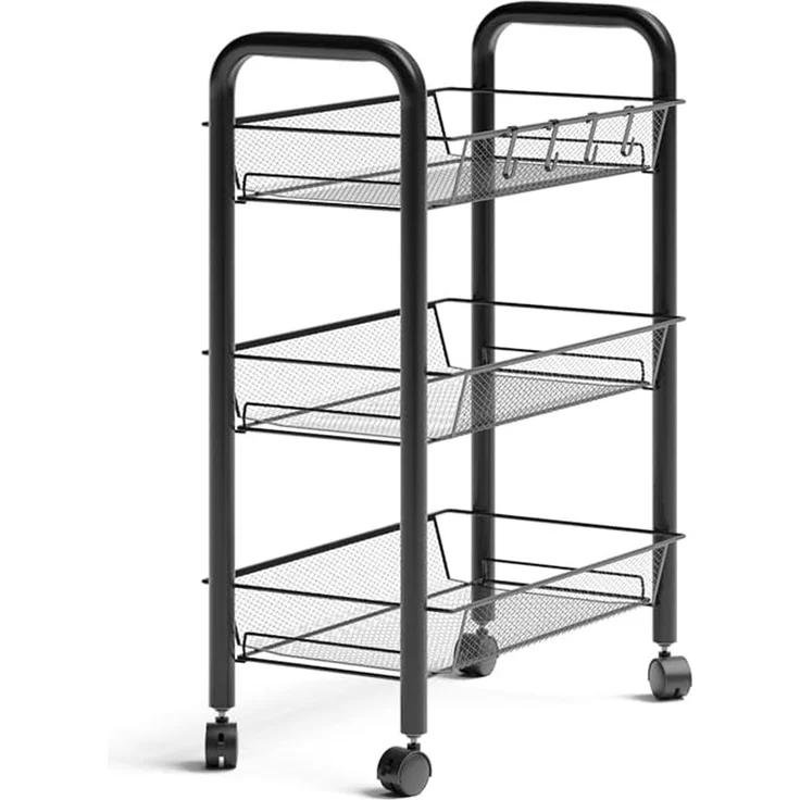 Rollcontainer Tarro Schwarz 45 x 64 cm mit 3 Ablagefächern Vicco – Bild 1