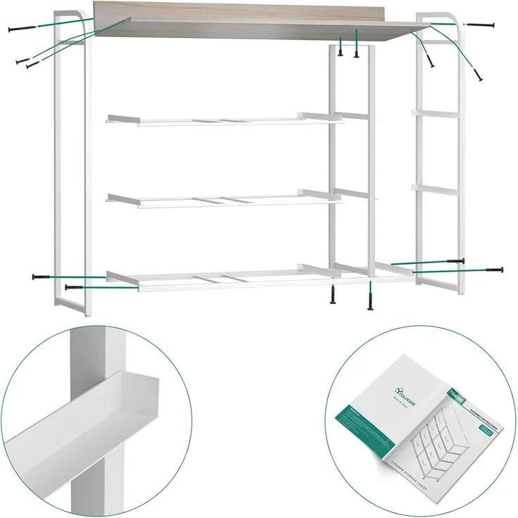 YITAHOME Kommode Schrank 7 Schubladen Stoff Modern Aufbewahrung Hellgrau – Bild 8