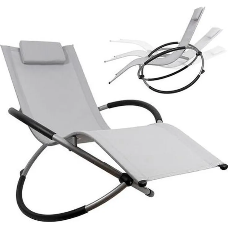 MELKO Schaukelliege faltbar Gartenliege Sonnenliege Liegestuhl Relaxliege Liege Strandliege Schaukelstuhl Balkonliege Terrassenliege - Grau - Melko