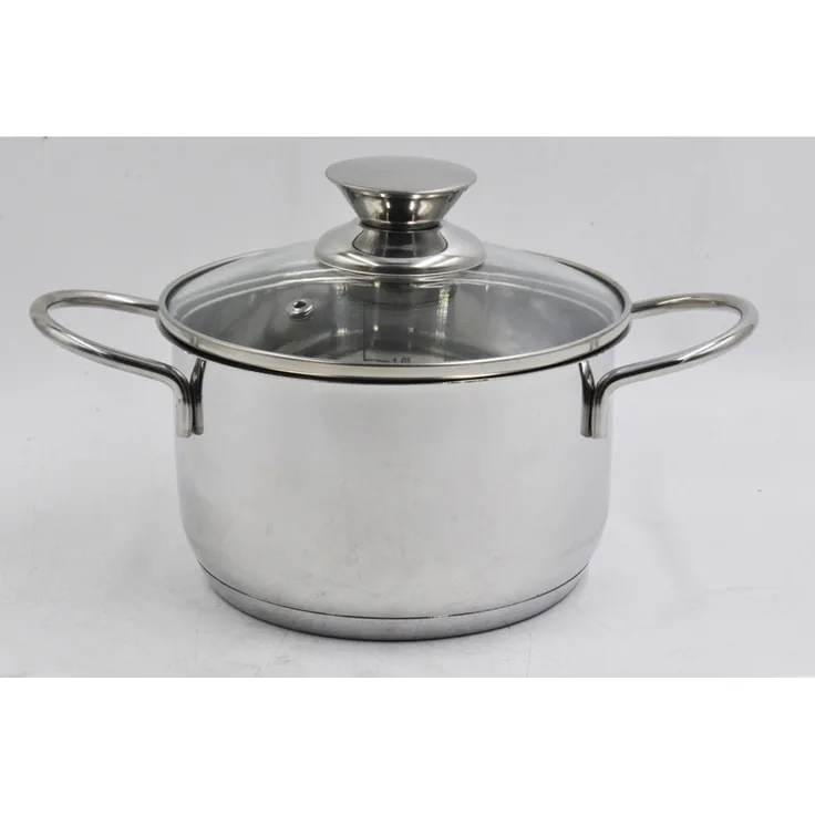 2x Kochtopf Neapel Silber 16cm 1,5L mit Glasdeckel, EDS, zum Kochen und Braten, Töpfe für Suppen oder Fleisch, geeignet für Herd und Backofen, Küchen