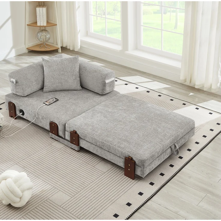 ZUBALIYA Sofa mit LED - Beleuchtung, mit USB - Anschluss, für Wohnzimmer und Apartments, mit stabilem Untergestell – Bild 2