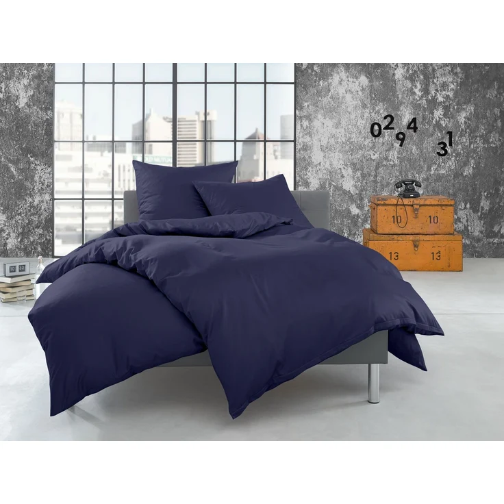 Flanell Seitenschläferkissen Bezug uni / einfarbig dunkelblau 40x145 cm