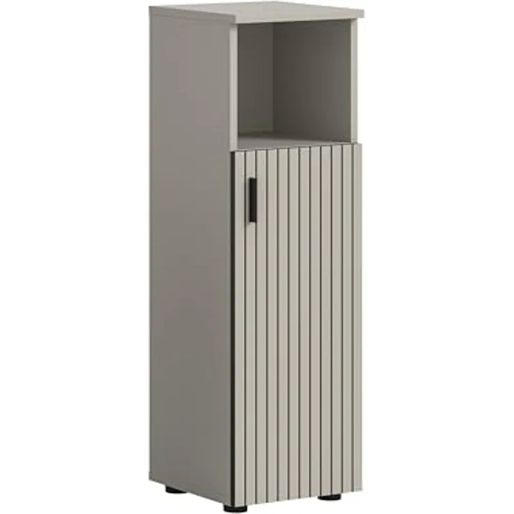 xonox. home – Badschrank Mone 30x95x30 cm in Kaschmir Nachbildung – Kompakter Standschrank mit 1 Tür & offenem Fach – Flexibler Türanschlag, Zeitloses Design & vielseitig kombinierbares Möbelstück