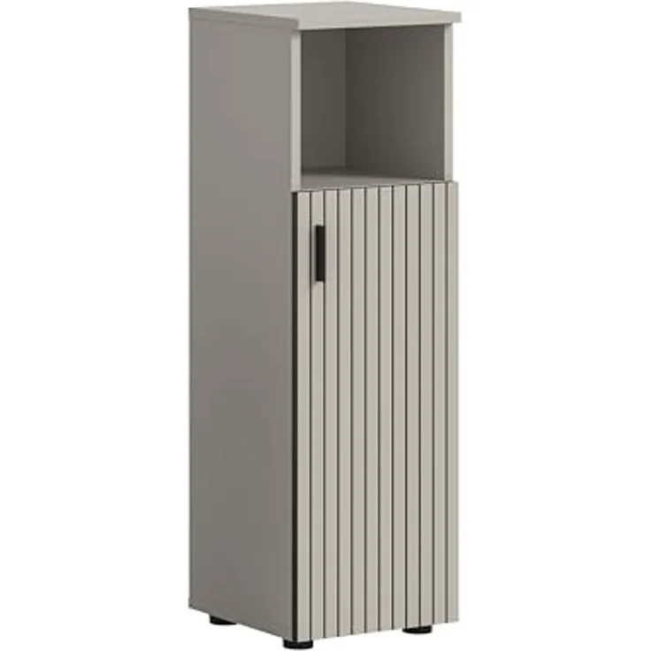 xonox. home – Badschrank Mone 30x95x30 cm in Kaschmir Nachbildung – Kompakter Standschrank mit 1 Tür & offenem Fach – Flexibler Türanschlag, Zeitloses Design & vielseitig kombinierbares Möbelstück – Bild 1