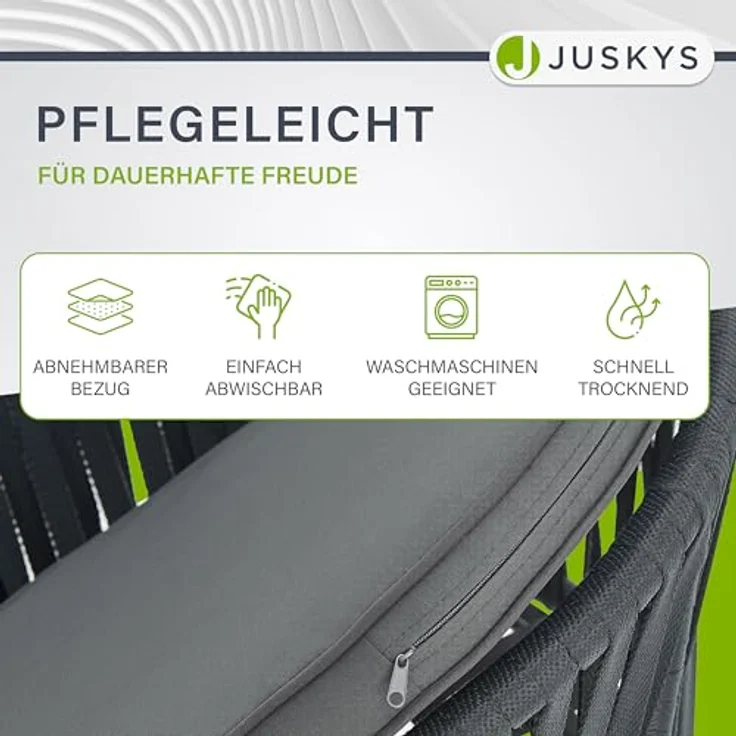 Juskys Rope Stühle 2er Set - Gartenstühle mit Seilgeflecht & Polster - wetterfester & bis 160 kg belastbar - Stahl mit Pulverbeschichtung - Dunkelgrau – Bild 9