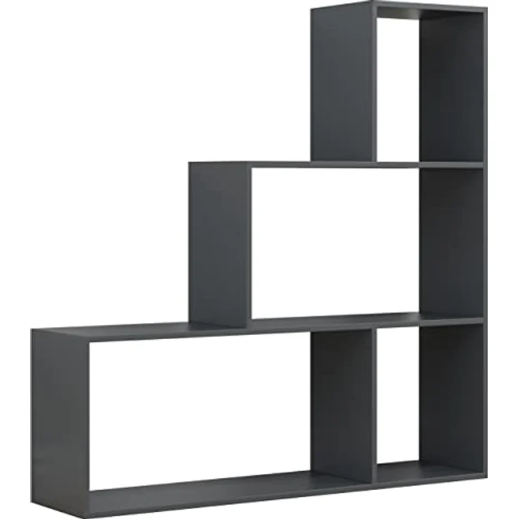 MID.YOU Regal Dubila, stehend in Anthrazit, Holzwerkstoff, 117x123x29 cm, ideal für Wohnzimmer und Bücherregale – Bild 4