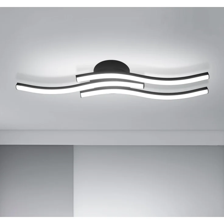 Goeco LED Deckenleuchte 18W, Modern Schwarze LED Deckenlampe mit 3 LED-Lichtleisten 6500K Kaltweißes Licht, LED Lampe Deckenbeleuchtung für Schlafzimmer Wohnzimmer Flur Küche – Bild 1