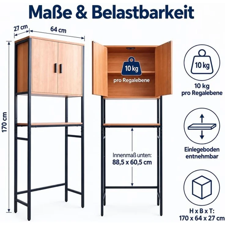 Relaxdays Waschmaschinenschrank 2 Schrankfächer – Bild 4
