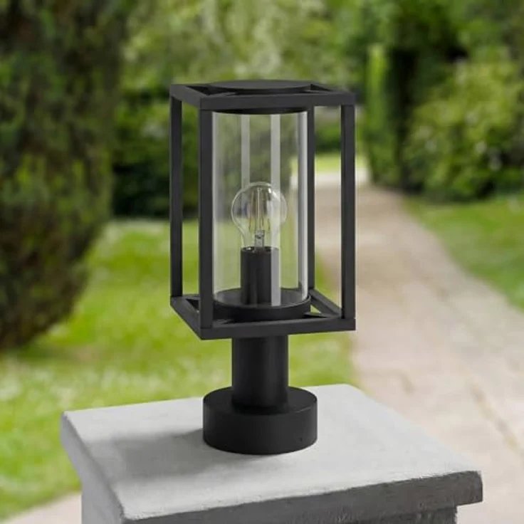 Lucande Außenleuchte Ferda, spritzwassergeschützt in Schwarz, 1 flammig E27, moderne Wegeleuchte aus Aluminium – Bild 4