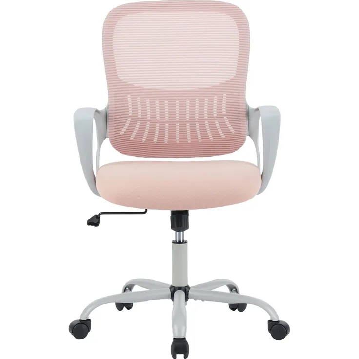 Sweetcrispy Bürostuhl Ergonomisch, Schreibtischstuhl mit Lendenwirbelstütze, Höhenverstellbarkeit Stuhl, Bürostühle mit Armlehne, Office Chair Geeignet für Büro Schlafzimmer, Rosa