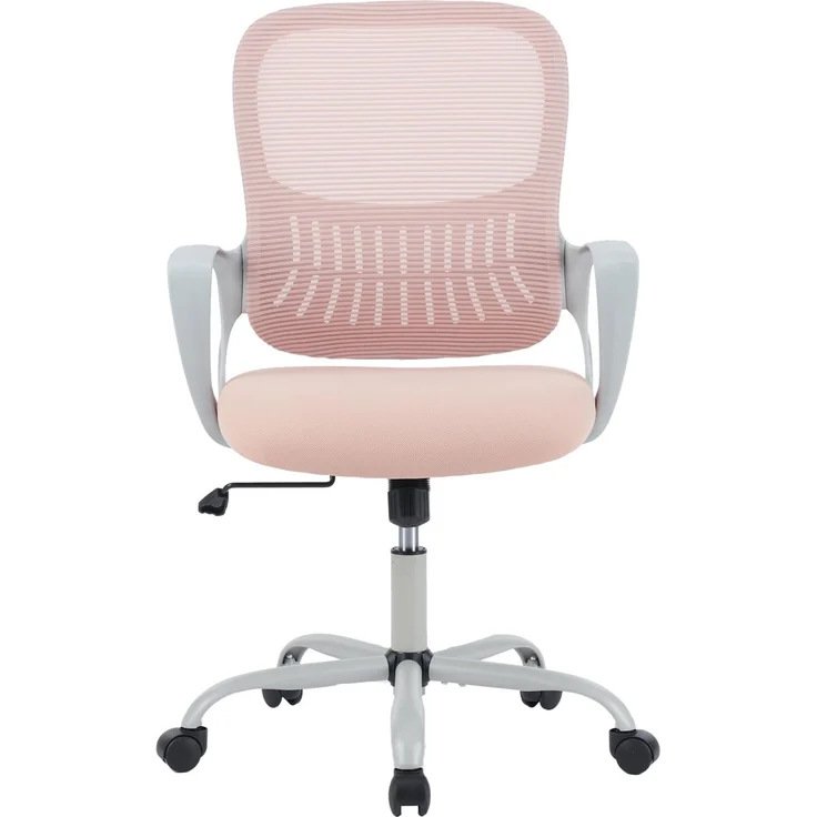 Sweetcrispy Bürostuhl Ergonomisch, Schreibtischstuhl mit Lendenwirbelstütze, Höhenverstellbarkeit Stuhl, Bürostühle mit Armlehne, Office Chair Geeignet für Büro Schlafzimmer, Rosa