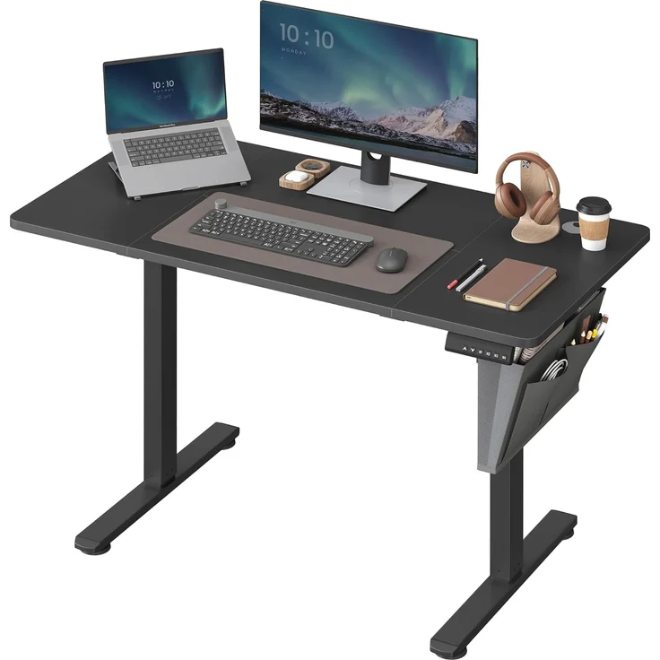 Songmics Höhenverstellbarer Schreibtisch elektrisch, 60x120 x (72-120) cm, Verstellbarer Tisch, Memory-Funktion für 4 Höhen, für Homeoffice, Arbeitszimmer, tintenschwarz LSD132B01 – Bild 1
